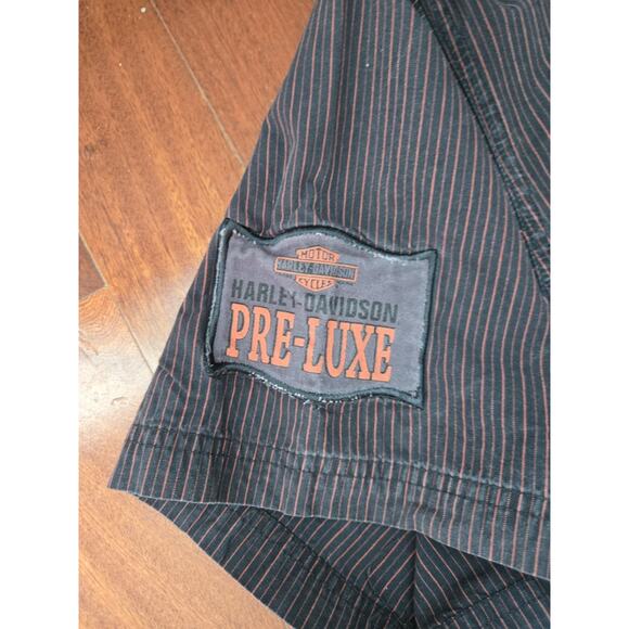 Harley Davidson Mens Pinstrip Button Up Pocket Short Sleeve Embroidered Sz Xl - Picture 3 of 6